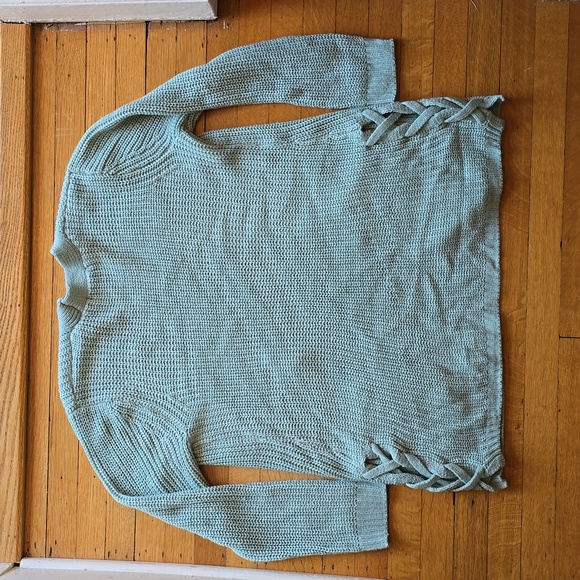 LOVE ELLIE Audra Side Lace Up Detail Textured Cardigan, Sage Green, Women's L - Picture 6 of 12